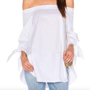 TIBI white poplin off the shoulder tunic top